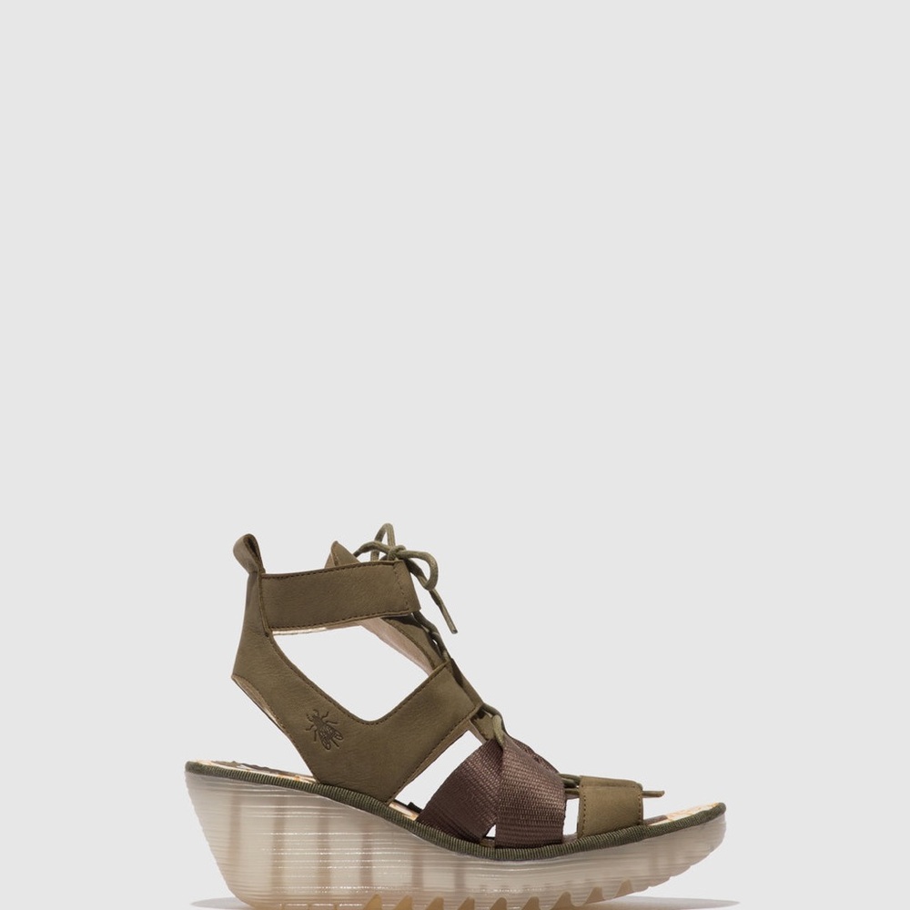 Fly London Gray Wedge Sandals with Adjustable Straps - Picture 6 of 7